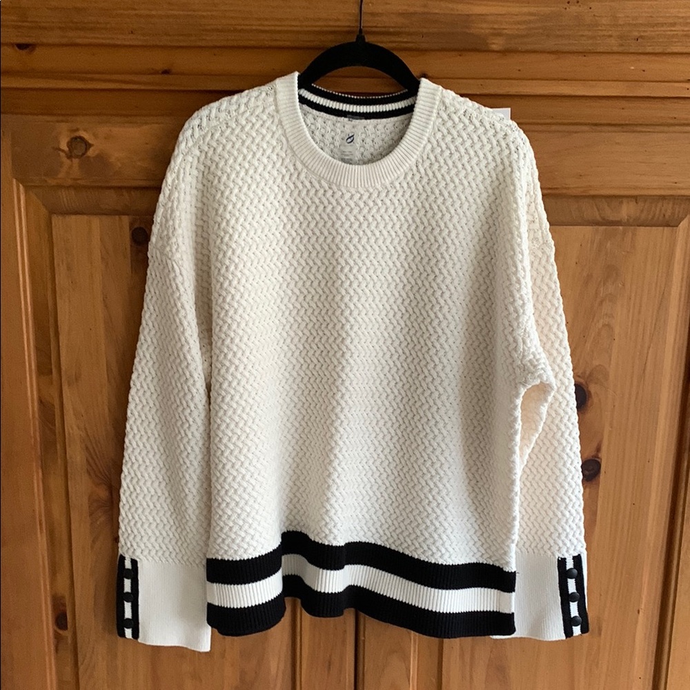 Lou & Grey Ivory and Black Knit Sweater